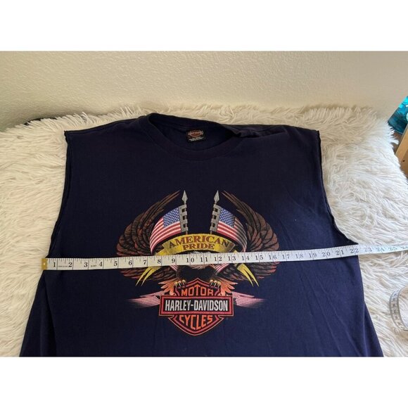 Harley Davidson XL Sleeveless Tee T-shirt Vegas Flag Eagle American Pride - Picture 4 of 7